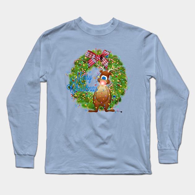 merry christmas reindeer Long Sleeve T-Shirt by gossiprag